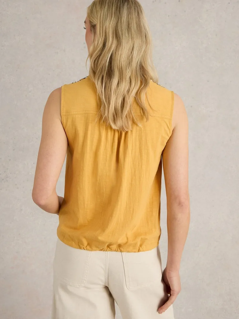 White Stuff Ärmellose Bluse Tulip - 46, Mittelgelb, – Produktbild 4 von 4