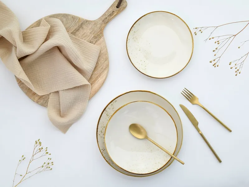 creaTable Teller-Set Nature Collection Natural Living (12-tlg), 4 Personen, Steinzeug, Teller Set, Reaktivglasur mit Sprenkeln, jedes Stück ein Unikat, Beige|weiß, – Produktbild 5 von 5