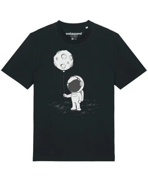 watapparel watapparel T-Shirt Unisex Kleiner Astronaut mit Luftballon, Black, – Produktbild 1 von 3