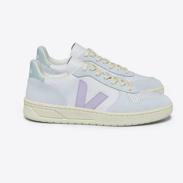 Veja Veja Sneaker Damen - V-10 Leather, Mehrfarbig (gravel parme menthol), – Produktbild 1 von 3