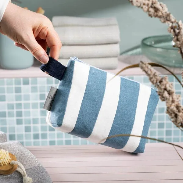nahtur-design nahtur-design Kosmetiktasche aus 100% Leinen | Kleine Leinentasche, No_15 (blau), – Produktbild 1 von 4