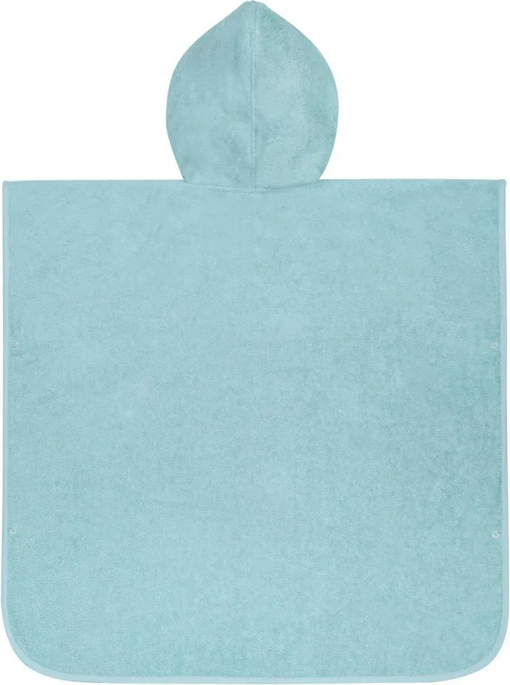 normani Badeponcho Badeponcho aus Bio-Baumwolle für Kinder, Bio-Baumwolle, Kapuze, Schlupf, Kinderbademantel mit Kapuze Strandponcho, Beige|blau, – Produktbild 4 von 5
