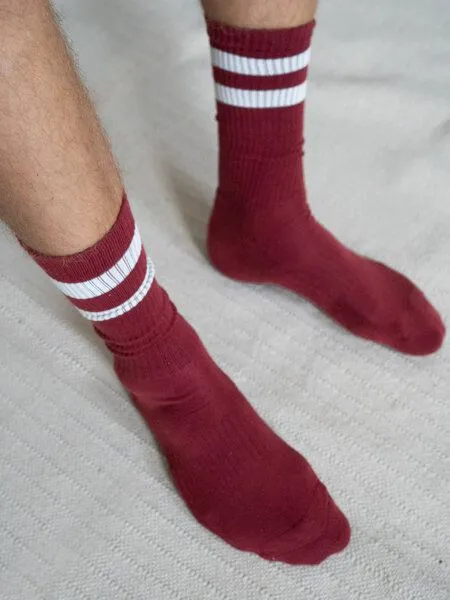 FUXBAU FUXBAU Retro Tennissocken, Bordeaux creme, – Produktbild 4 von 4