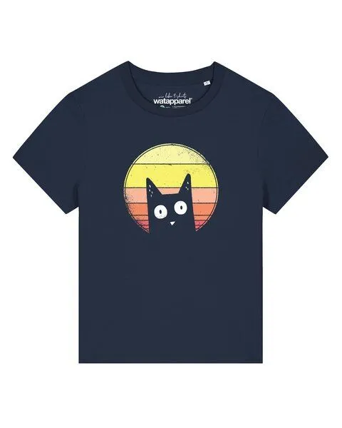 watapparel watapparel T-Shirt Frauen Sunset Cat, French navy, – Produktbild 1 von 2