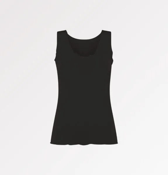 CASAGiN CASAGiN Gerafftes Tanktop mit weiten Schultern aus TENCEL, Schwarz, – Produktbild 1 von 3