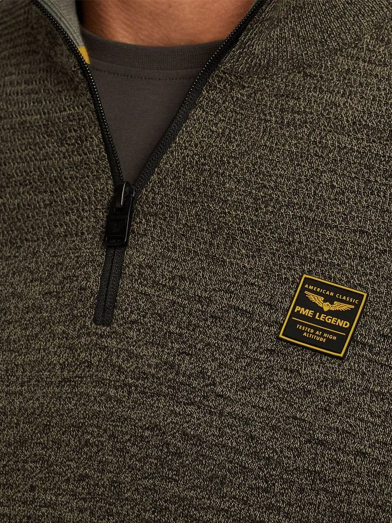 PME Legend PME Legend Half Zip Structure Mouliné Sweater Dusky Grün - Größe XXL, Dunkelgrün, – Produktbild 3 von 4