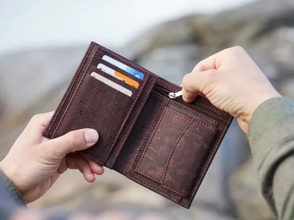 Simaru Simaru Kork Portemonnaie Herren, Männer Geldbeutel mit RFID Schutz Geldbörse für Karten, Scheine etc., Braun, – Produktbild 7 von 8