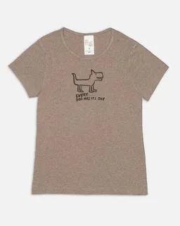 Nudie Jeans Nudie Jeans Damen T-Shirt "Eve Scratchy Dog" aus Bio Baumwolle, Beige Melange – Produktbild 1 von 1