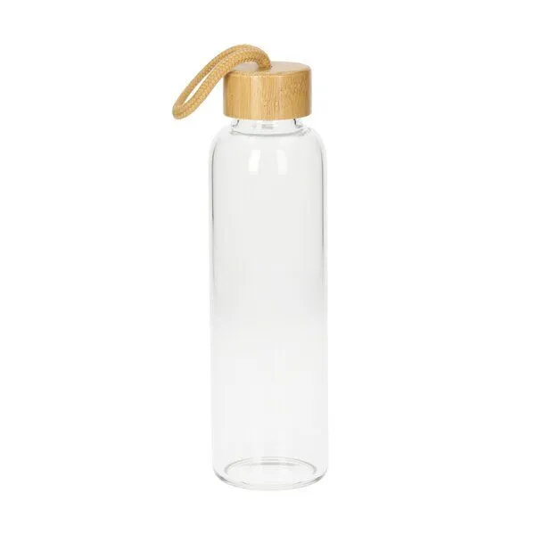 elasto elasto Glasflasche 550 ml mit Bambusdeckel - Trinkflasche mit Schutzhülle, Pur, – Produktbild 2 von 4