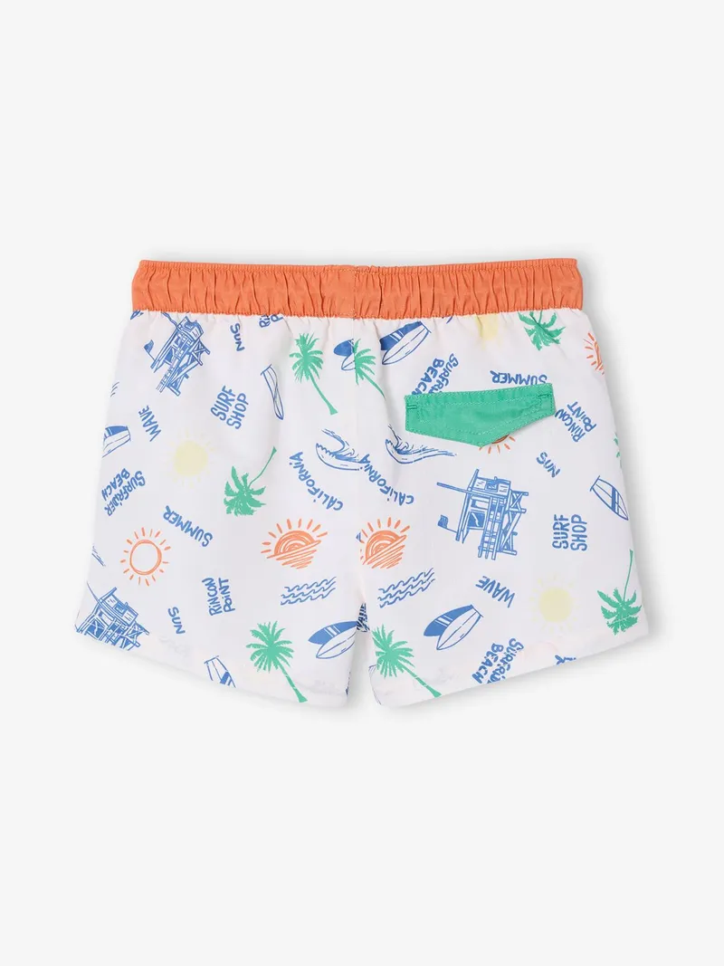 Vertbaudet Badehose Surferprint Jungen, Weiß meliert, – Produktbild 2 von 4
