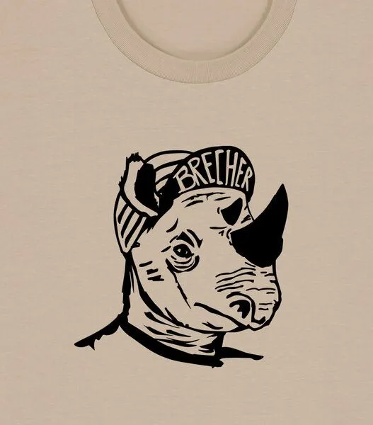 päfjes päfjes Nashorn der Brecher Fahrrad Gravel - Unisex Männer Bio Unifarben T-Shirt, Desser dust (braun), – Produktbild 3 von 4