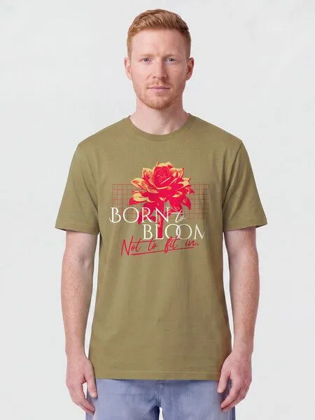 watapparel watapparel T-Shirt Unisex Born to bloom, Faded olive, – Produktbild 2 von 2