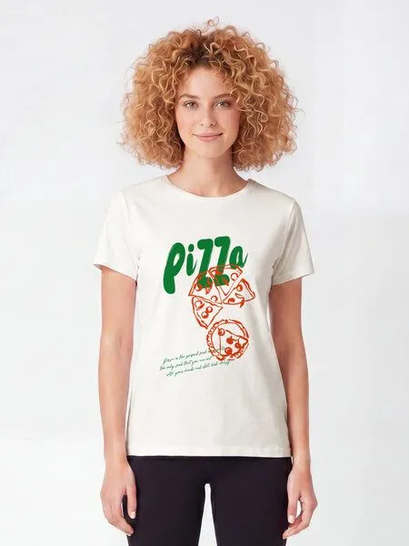 watapparel watapparel T-Shirt Frauen Pizza, Off white, – Produktbild 2 von 2