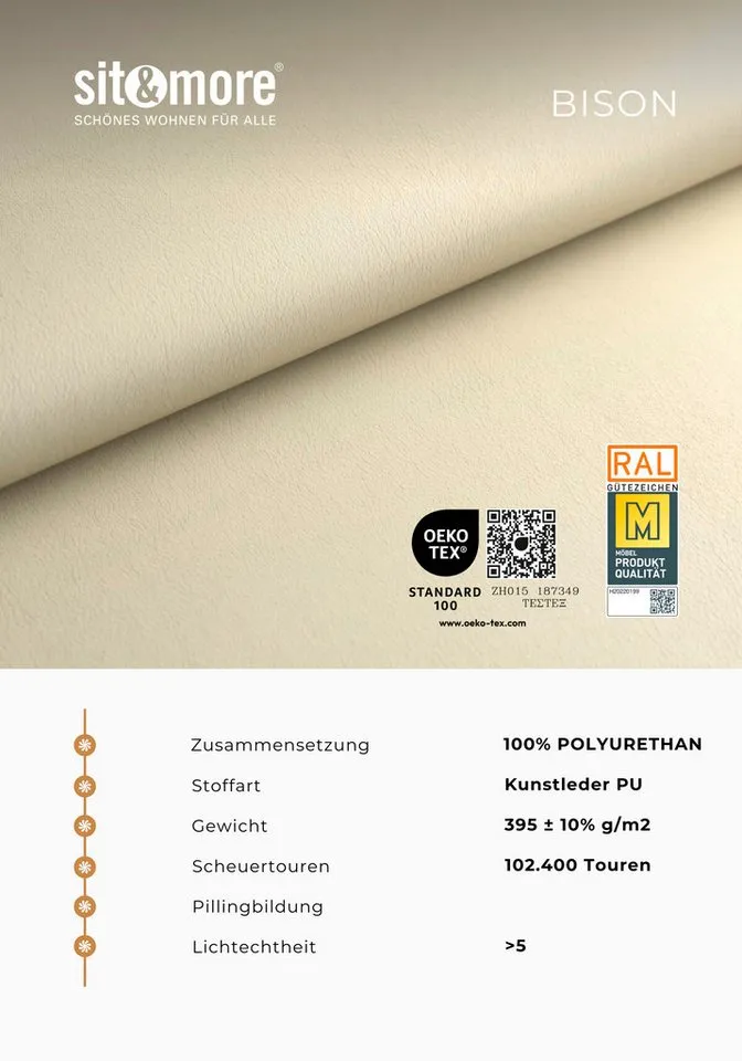 sit&more Hocker Mailand, B: 102 cm, individuell zu kombinieren, Braun, – Produktbild 4 von 5