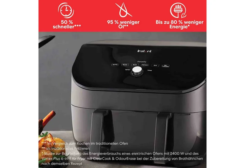 Instant Pot Heißluftfritteuse Vortex Plus VersaZone Airfryer 8in1 XXL Korb zum Rösten Grillen Dörren, 1700 W, digitales Display, 8 Kochprogramme, 2-in-1 Schublade, 8,5L oder 2x4,2L, Schwarz, – Produktbild 3 von 5