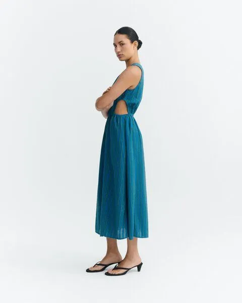 thinking mu thinking mu Kleid, Kin aus Bio-Baumwolle, Blau-grün, – Produktbild 2 von 3