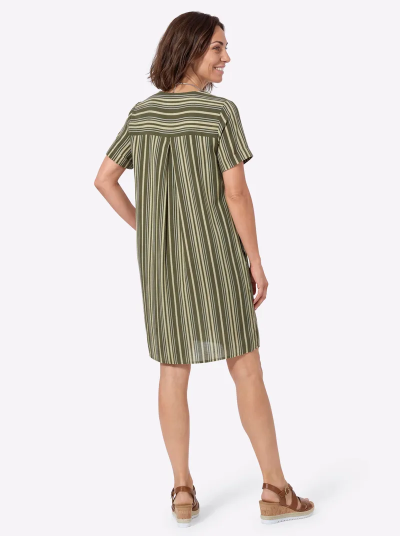 Witt Webkleid oliv-sand-gestreift, Oliv-sand-gestreift, – Produktbild 2 von 2
