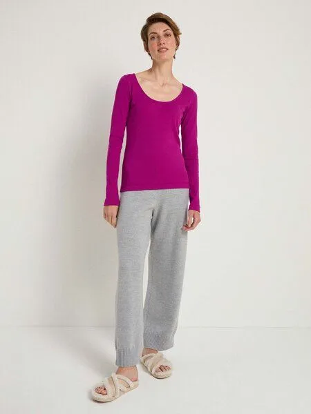 LANIUS LANIUS Langarmshirt aus Bio-Baumwolle, Plum, – Produktbild 2 von 4