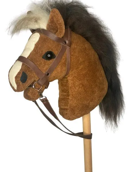 Pat und Patty Pat und Patty Hobby Horse / Steckenpferd aus Baumwollsamt mit einem Gebiss, Dunkelbraun, – Produktbild 1 von 4
