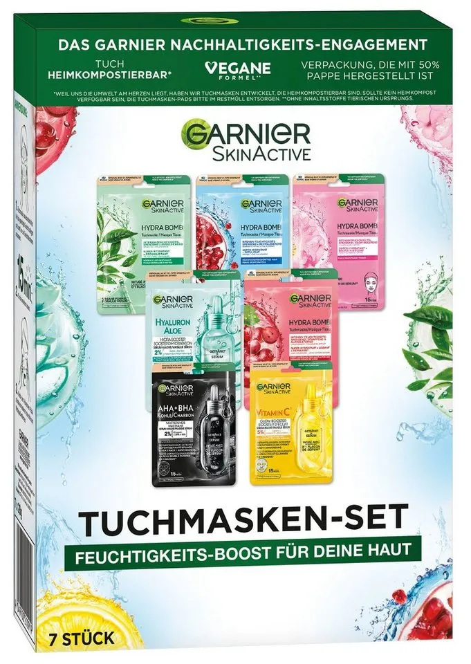 Garnier Garnier Tuchmaske SKIN ACTIVE TUCHMASKEN-SET Set, 7-tlg., mit sieben regenerierenden Masken, für Gesicht und alle Hauttypen, Weiß, – Produktbild 2 von 5