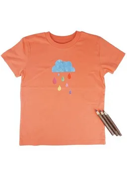 MelaDi Meladi Kinder Shirt aus Biobaumwolle - Regenwolke auf Orange – Produktbild 1 von 1