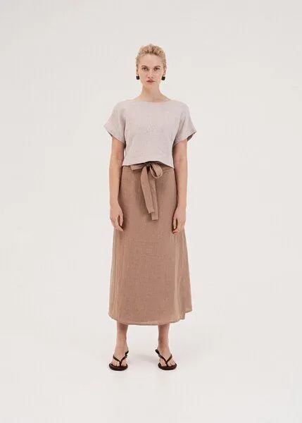 AmourLinen AmourLinen Wickelrock aus Leinen IRIS, Rosy brown (braun), – Produktbild 1 von 3