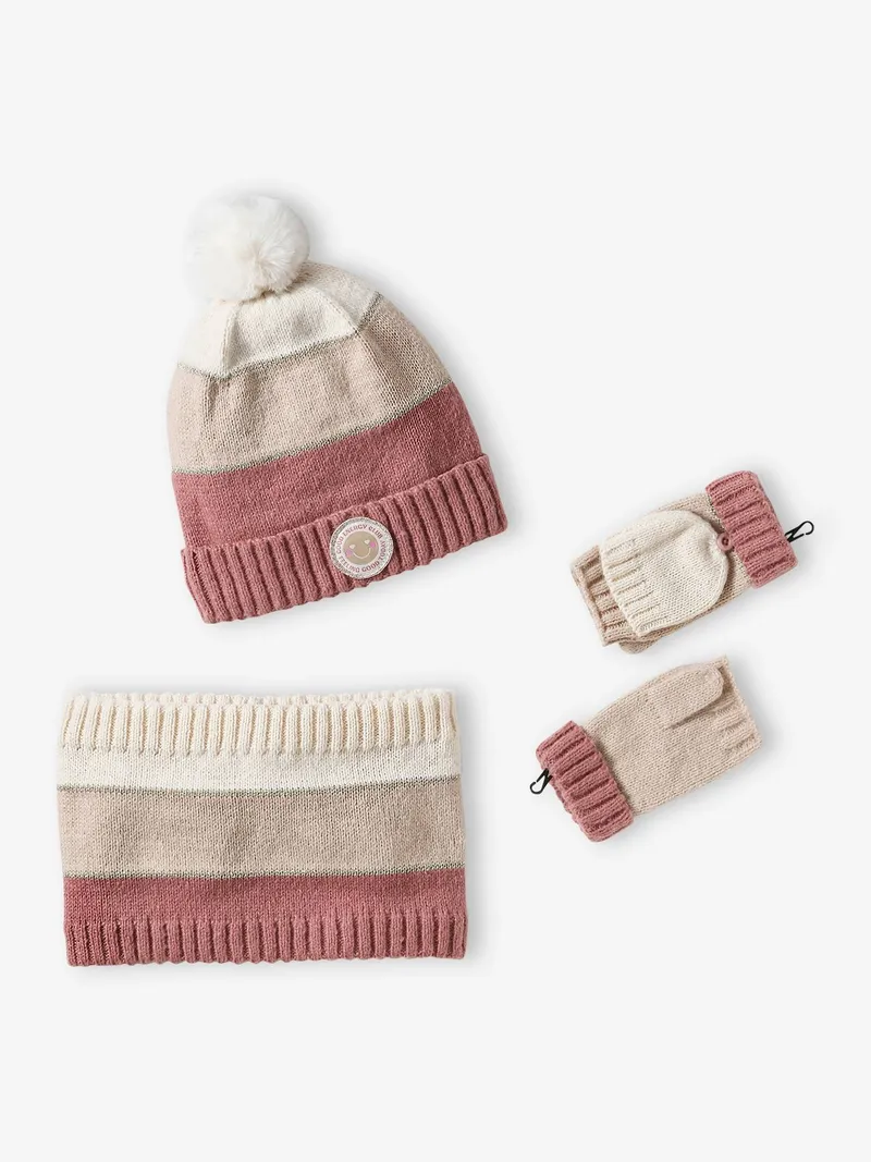 Vertbaudet Mädchen Set, Rosa gestreift, – Produktbild 2 von 4