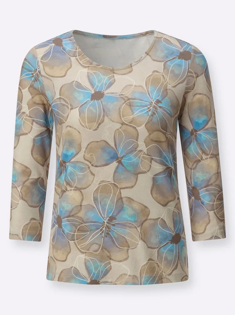 Witt Rundhalsshirt sand-bleu-bedruckt, Sand-bleu-bedruckt, – Produktbild 2 von 2