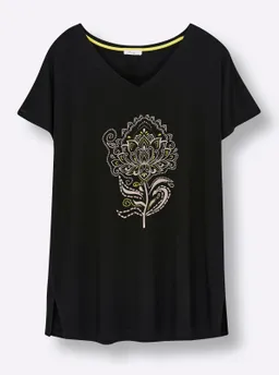 sheego Longshirt schwarz-sesam-bedruckt – Produktbild 1 von 1