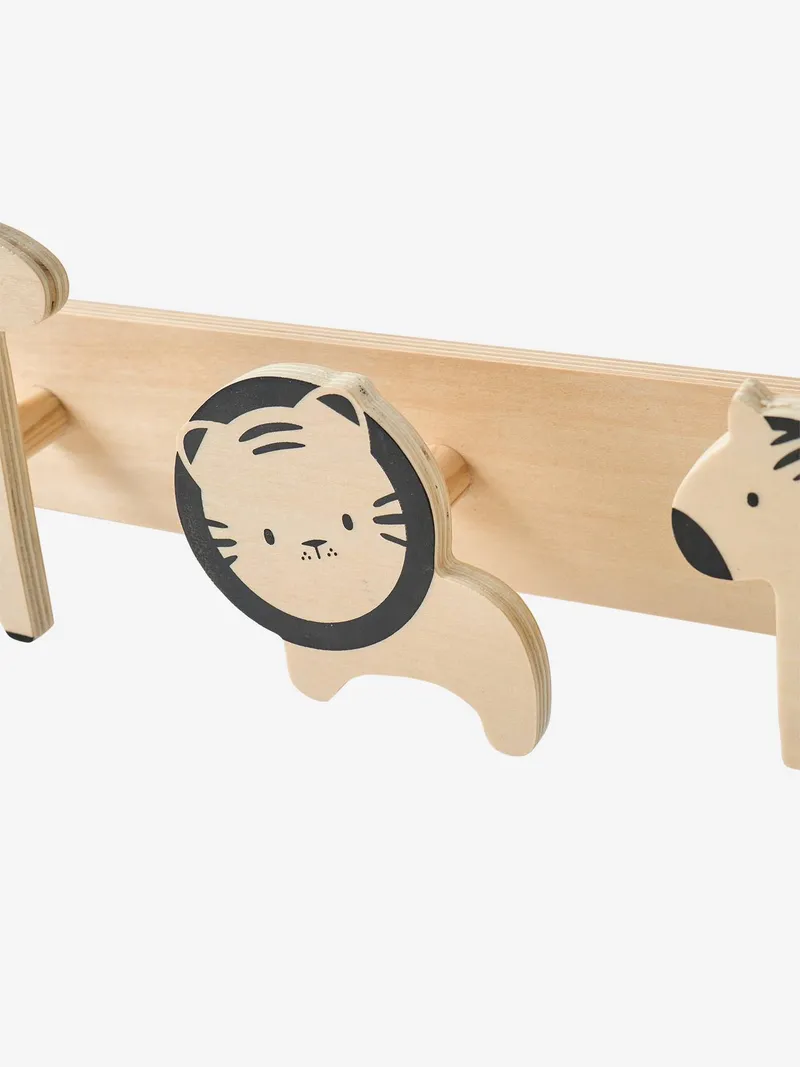 Vertbaudet Wandgarderobe Dschungeltiere mit 4 Kleiderhaken Kinderzimmer tansania, Braun tansania, – Produktbild 3 von 3
