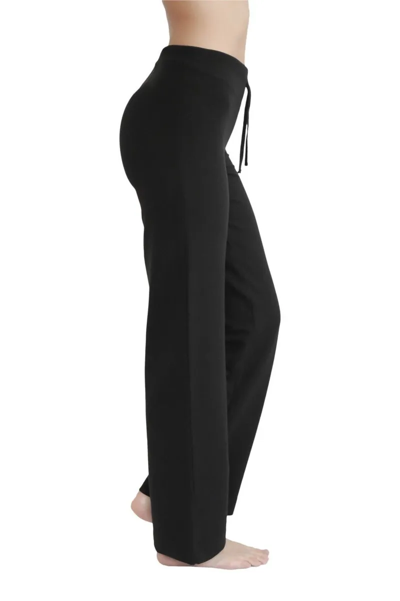 Leela Cotton Leela Cotton Damen vegan Yogahose Mit Geripptem Bund, Schwarz, – Produktbild 1 von 2