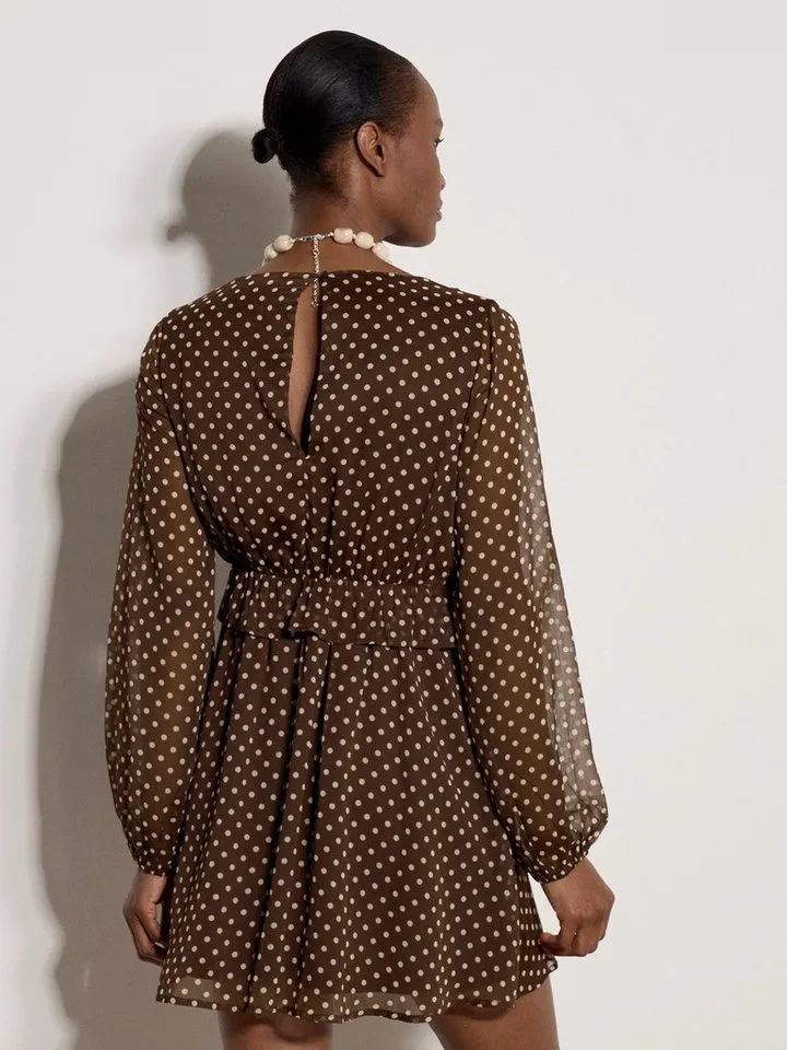 Apricot Apricot Minikleid Mini-Kleid aus Chiffon mit Polka-Dot-Muster und Polka-Dot, Braun, – Produktbild 4 von 4