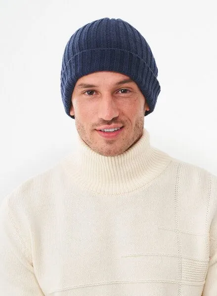ORGANICATION ORGANICATION Unisex Strick-Beanie aus Bio-Merinowolle und Bio-Baumwolle, Navy, – Produktbild 4 von 4