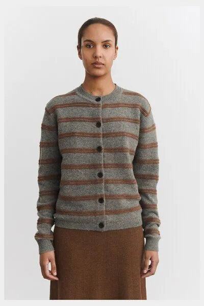 FUB FUB - Cardigan Lambswool, Steel melange/hazel melange, – Produktbild 3 von 4