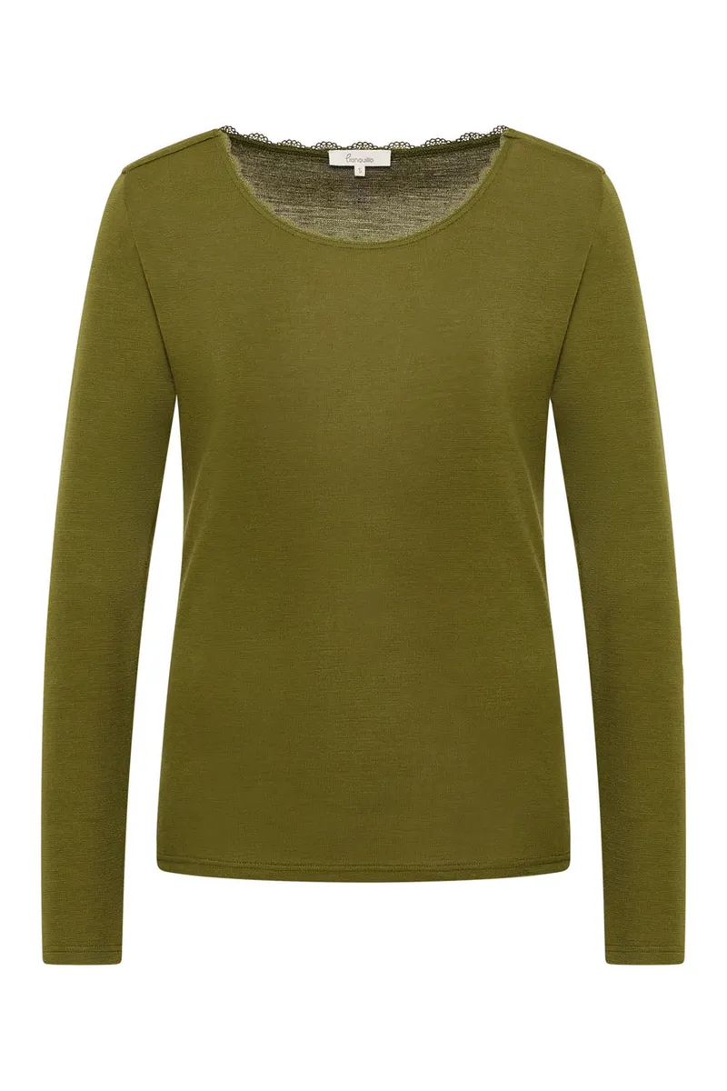 Tranquillo Tranquillo Longsleeve Noemiee aus Biobaumwolle, Olive, – Produktbild 1 von 6