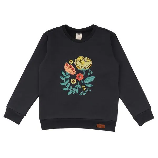 Walkiddy Walkiddy Baby Langarmshirt GOTS zertifiziert – Bio-Baumwolle, Anthrazit mit Blumenmotiv, weich & bequem – Produktbild 1 von 2