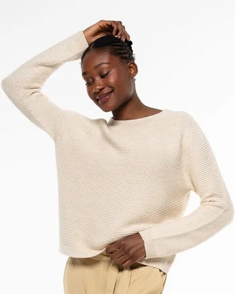 Alma & Lovis Alma & Lovis Leichter Strickpullover aus Organic Cotton | Seamless Knit Sweater, Cream (natur), – Produktbild 2 von 4