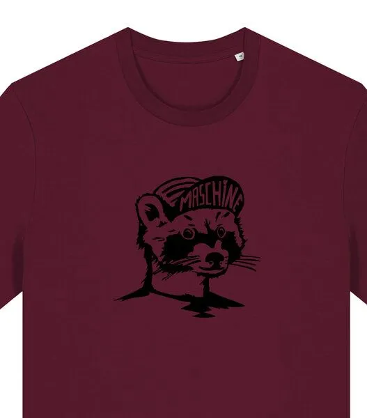 päfjes päfjes Waschbär die Maschine Fahrrad Gravel - Unisex Männer Bio Unifarben T-Shirt, Deep plum (rot), – Produktbild 2 von 4