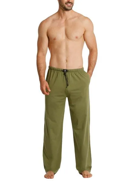 Haasis Bodywear Haasis Bodywear Herren Pyjamahose lang mit Seitentaschen, Single Jersey, reine Baumwolle, Olive, – Produktbild 1 von 3