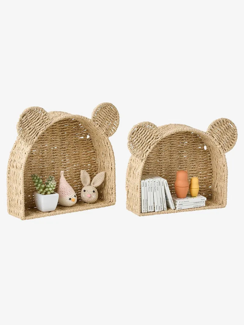 Vertbaudet 2er-Set Deko-Wandregale BÄR aus Papierkordel Kinderzimmer, Braun, – Produktbild 2 von 4