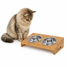 Lionto Lionto Futternapf für Katzen erhöht mit Bambusgestell – Produktbild 1 von 1