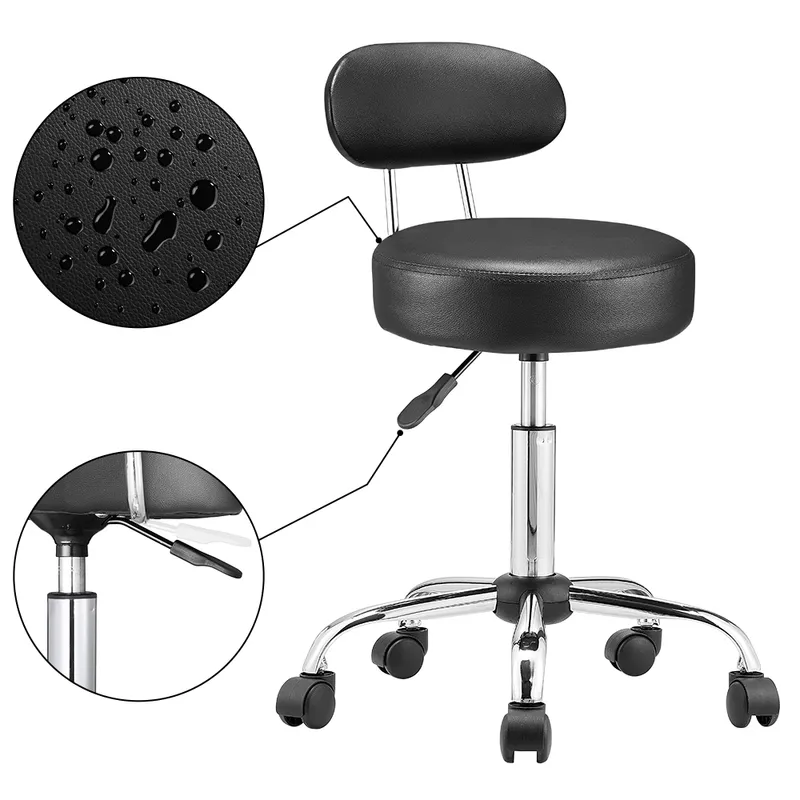 Casaria® Rollhocker 2er-Set Schwarz 360° drehbar mit Rückenlehne – Produktbild 2 von 2