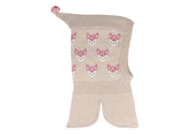Maximo Maximo Schlupfmütze GOTS MINI GIRL-Schlupfmütze Reh, Futter, Zipfel Pompon (1-St), Beige|braun, – Produktbild 2 von 3