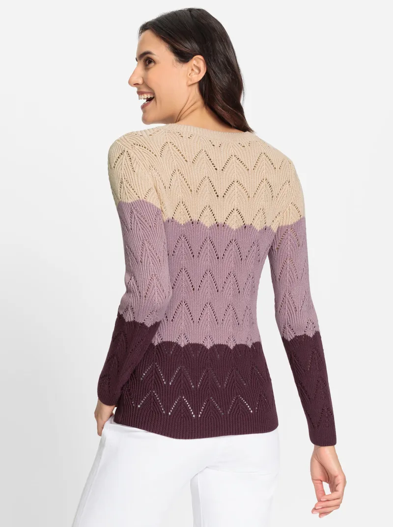 Witt Ajourpullover burgund-mauve-gemustert, Burgund-mauve-gemustert, – Produktbild 2 von 2