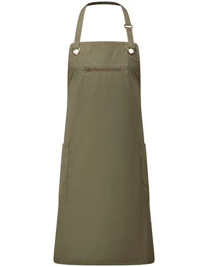 Premier Workwear Premier Workwear Latzschürze (Bio Baumwolle u. rec. Polyester), Olive / chestnut, – Produktbild 1 von 2