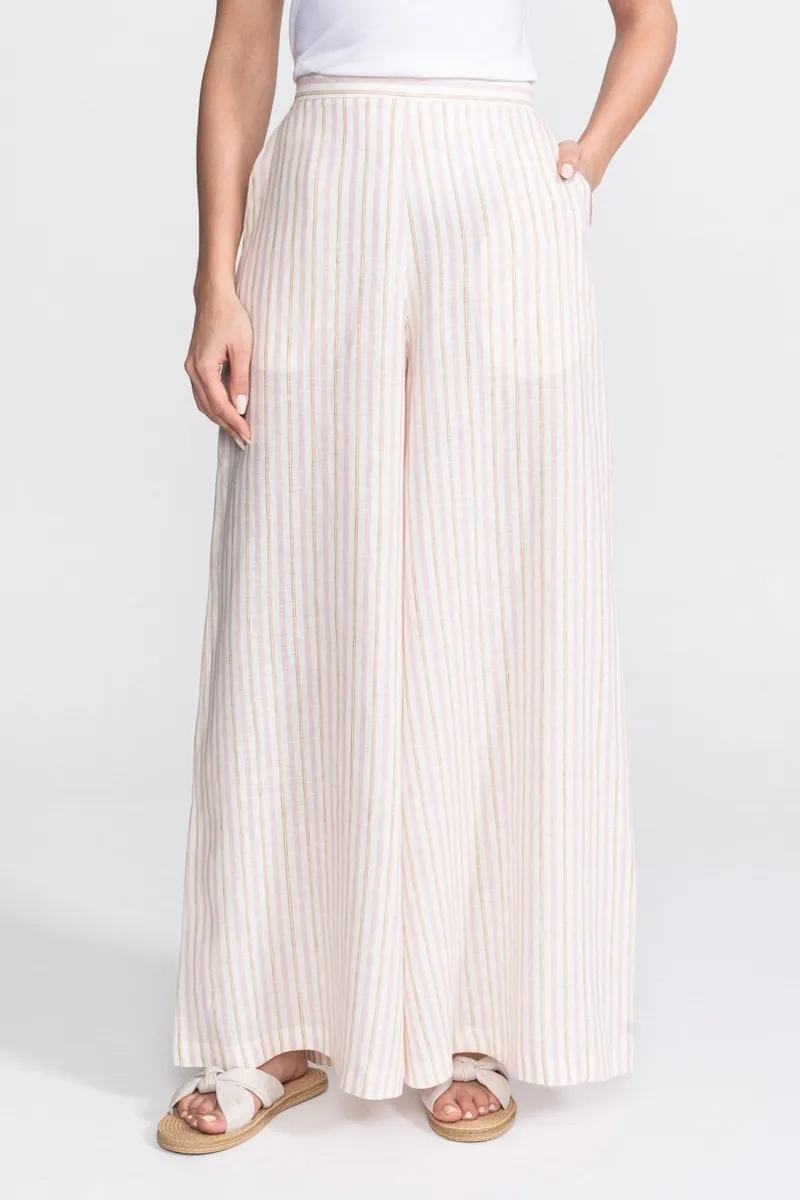 De IONESCU De IONESCU Damen vegan Hose Palazzo Leinen Goldene Streifen, Dunkelgelb, – Produktbild 2 von 2