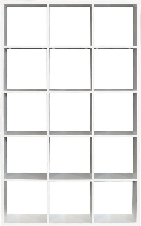 FORTE Standregal Mauro, Raumteiler, sorgt für Stil und Ordnung, 5 Fächer, Jedes Fach ist bis zu 5 kg belastbar, Fachgröße 33x33cm, Weiß, – Produktbild 4 von 5