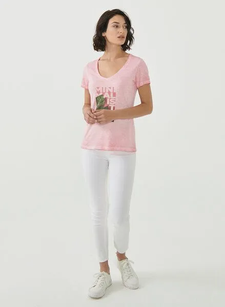 ORGANICATION ORGANICATION Cold Pigment Dyed T-Shirt aus Bio-Baumwolle mit Print, Carnation pink, – Produktbild 2 von 4