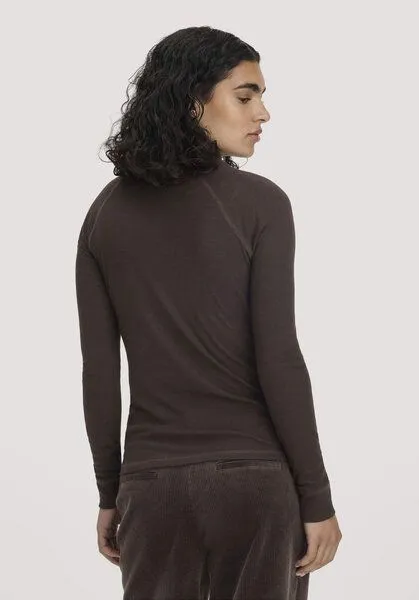 hessnatur hessnatur Longsleeve Slim aus Bio-Merinowolle und TENCEL Lyocell, Kakao braun, – Produktbild 2 von 4