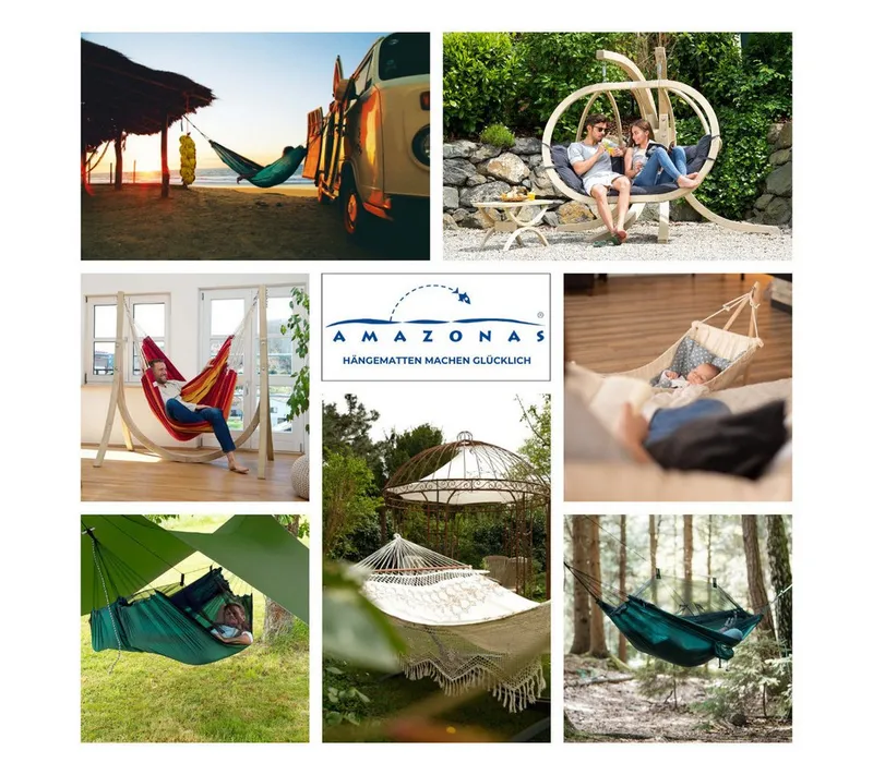 amazonas amazonas Hängesessel Brasil KingSize Hängestuhl (Belastbarkeit 150 kg, Handgefertigt, aus recycelten Materialien), Große Sitzfläche, Braun, – Produktbild 4 von 4